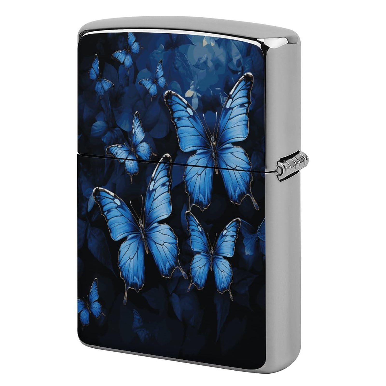 Fekiloot Style Dark Blue Butterflies Lighter Case Cover Lighter Holder