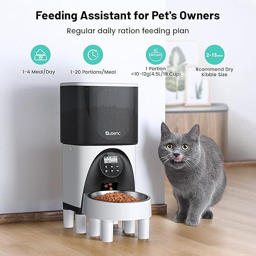 Miniatura 2 de Comederos automáticos para gatos, dispensador elevado de comida para gatos de 4.5L19 tazas con cuenco de acero inoxidable, comedero cronometrado