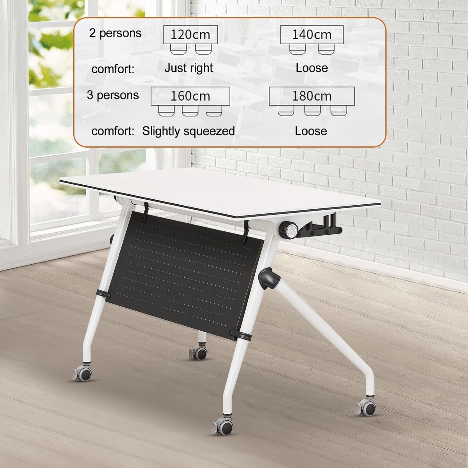 Folding Conference Room Table,Conference Table,Flip Top Mobile Training Tables Modern Conference Room Tables with Iron Baffle Silent Wheels for Office Meeting Conference Room (6PCS 47.2in)