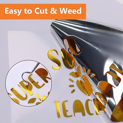 Miniatura 5 de YRYM HT Rollo de cinta de vinilo de transferencia de 12 x 50 pies + vinilo cromado dorado de 12 pulgadas x 15 pies