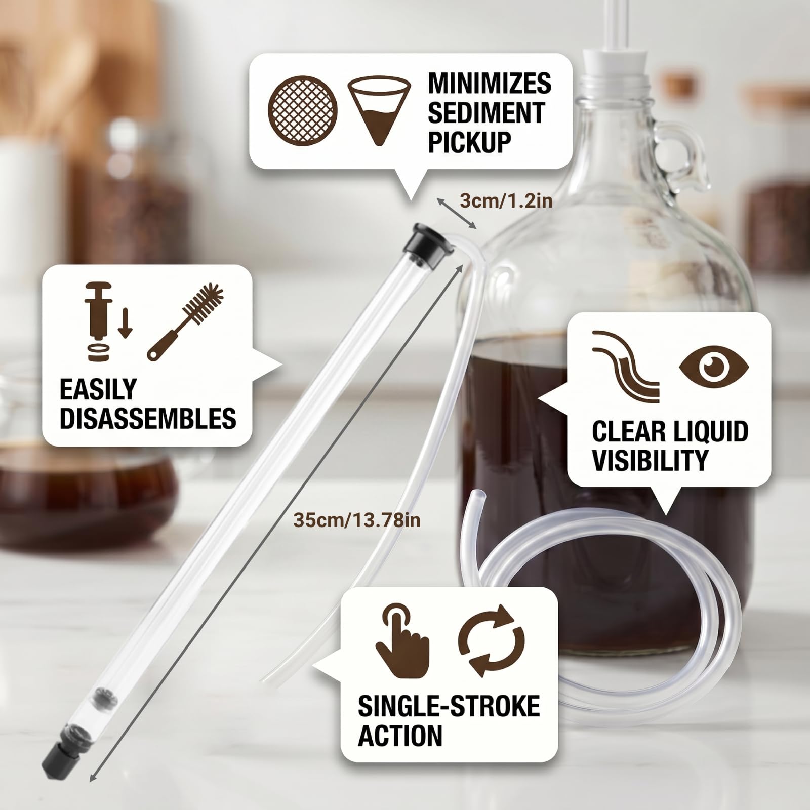 MillTrip Auto Siphon Siphon Tage Cane, 35 Cm Mini Auto Syfonu do Piwa, Wino, Wiadra i Carboy, Plastikowy Syfon z Rurkami, Osad Swobodny Przenoszenie do Domu