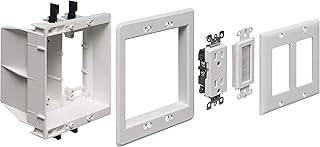 Arlington TVBU505K-4 TV Box Recessed Outlet Wall Plate Kit with Receptacle and Brush-Style Entry Device, 2-Gang, White, 4-Pack