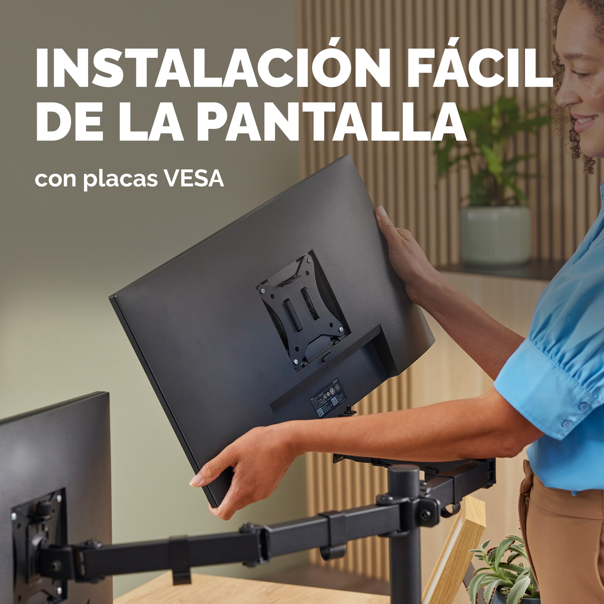 Fellowes Brazo para Monitor Doble Ajustable Everyday, soporta 2 Pantallas de hasta 32" y 9kg Cada una, inclinación, Giro, rotación, VESA 75/100, Montaje con Abrazadera u Ojal, gestión de Cables