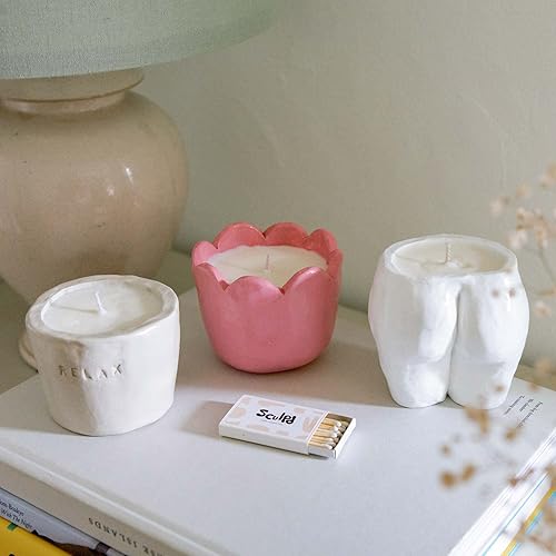 Miniatura 9 de Sculpd Kit de cerámica para hacer velas con arcilla seca al aire  Rosa de peonía, kit de inicio de velas para principiantes para adultos con cera de