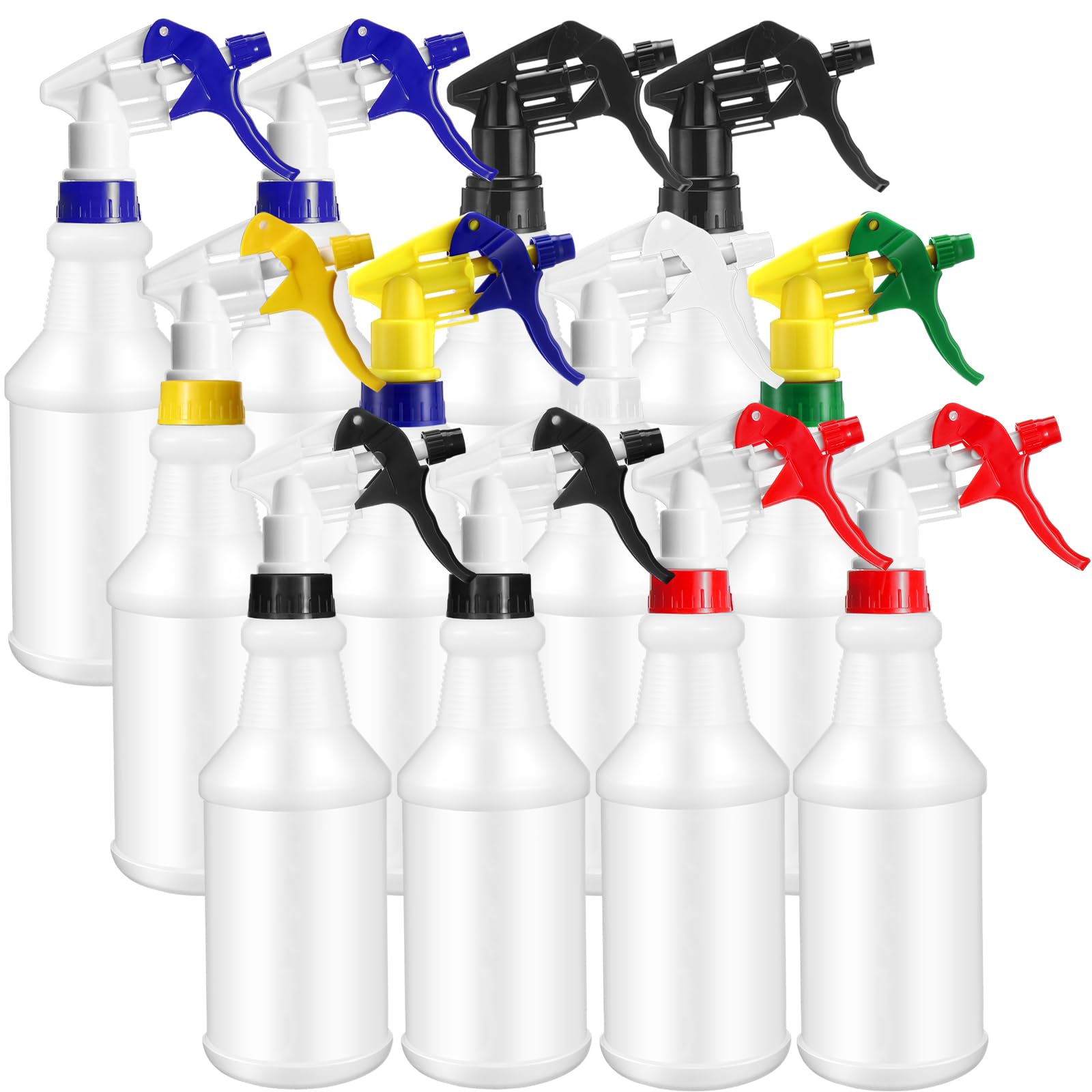 Eccliy Lot de 12 vaporisateurs en plastique réglables et réutilisables pour nettoyage, plantation, eau, salle de bain et cuisine, barbecue, commercial et résidentiel (coloré, original)