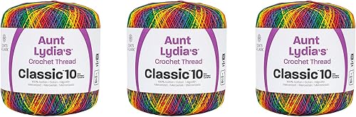Miniatura 25 de Aunt Lydia Classic Dark Royal Crochet – 3 unidades de 350y/1,049.9 ft – Algodón – Calibre 10 – Crochet Dark Royal,Aqua,Hawái azul,Rojo
