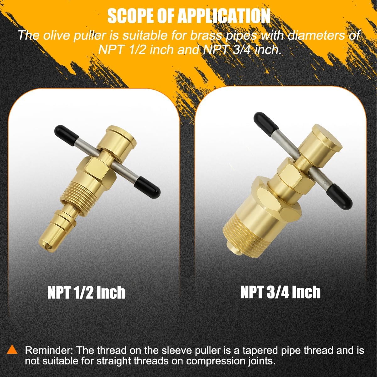 Bittwee Pipe Olive Remover Puller Tool, Corrosion-Resistant Compression Sleeve Puller for Brass Pipe with Diameters of NPT 1/2" & 3/4", Plumber Compression Ring Ferrule Removal Tool