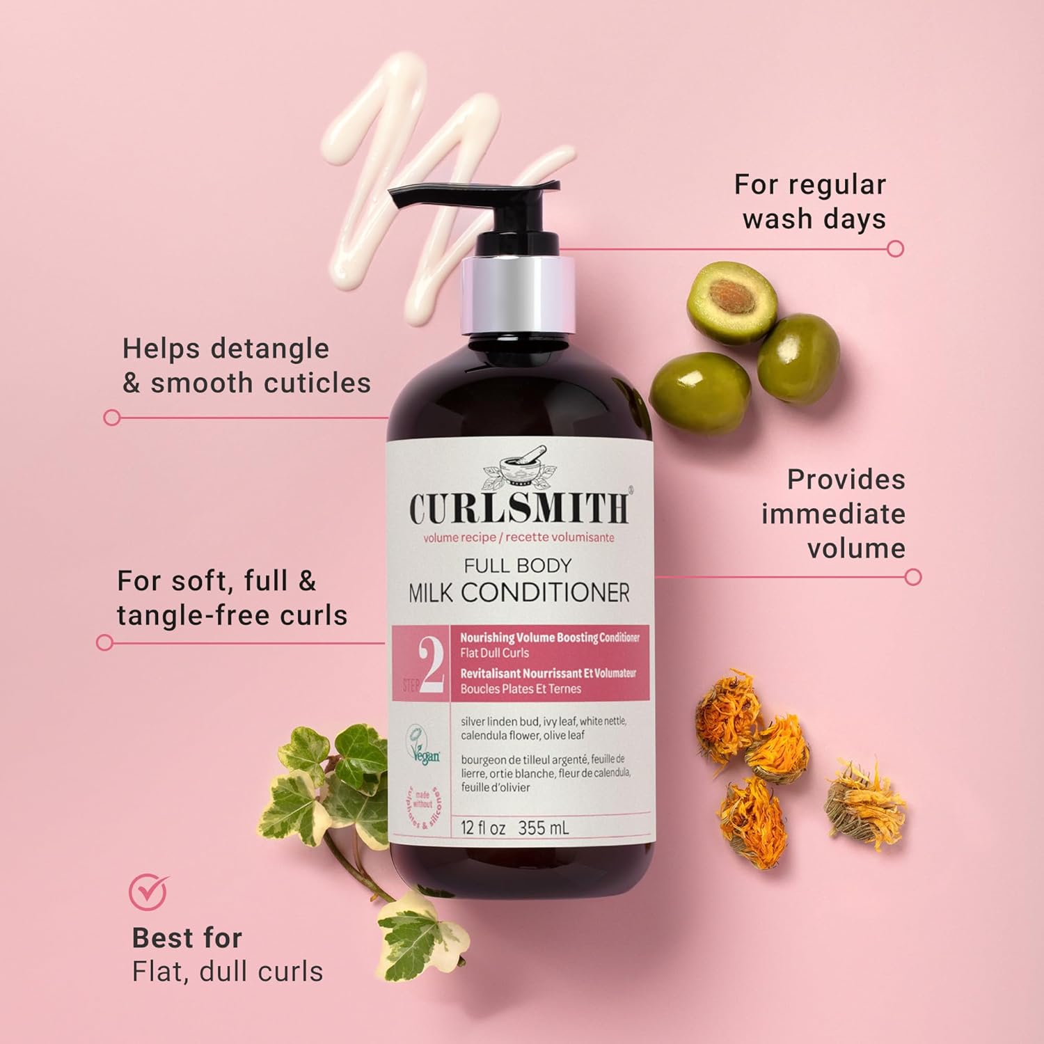 CURLSMITH Full Body Conditioner - Lightweight Volume Conditioner, Moisturizing & Detangling, For All Curl Types, Vegan & Cruelty Free (12 oz) - Image 2