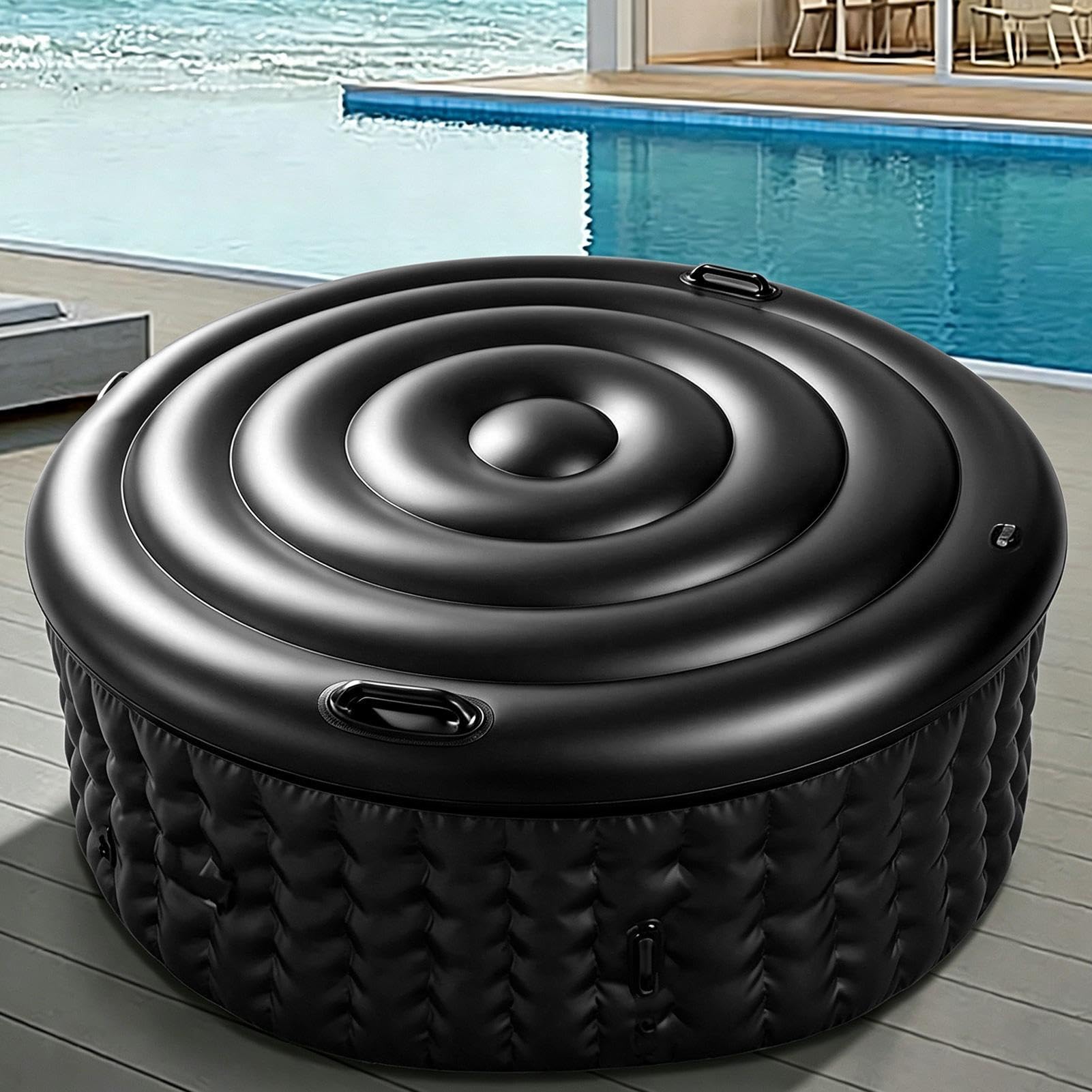 Protezione gonfiabile rotonda per vasca idromassaggio | Copertura per vasca idromassaggio per interni ed esterni, campeggio, bagno, cortile, patio, giardino, appartamento