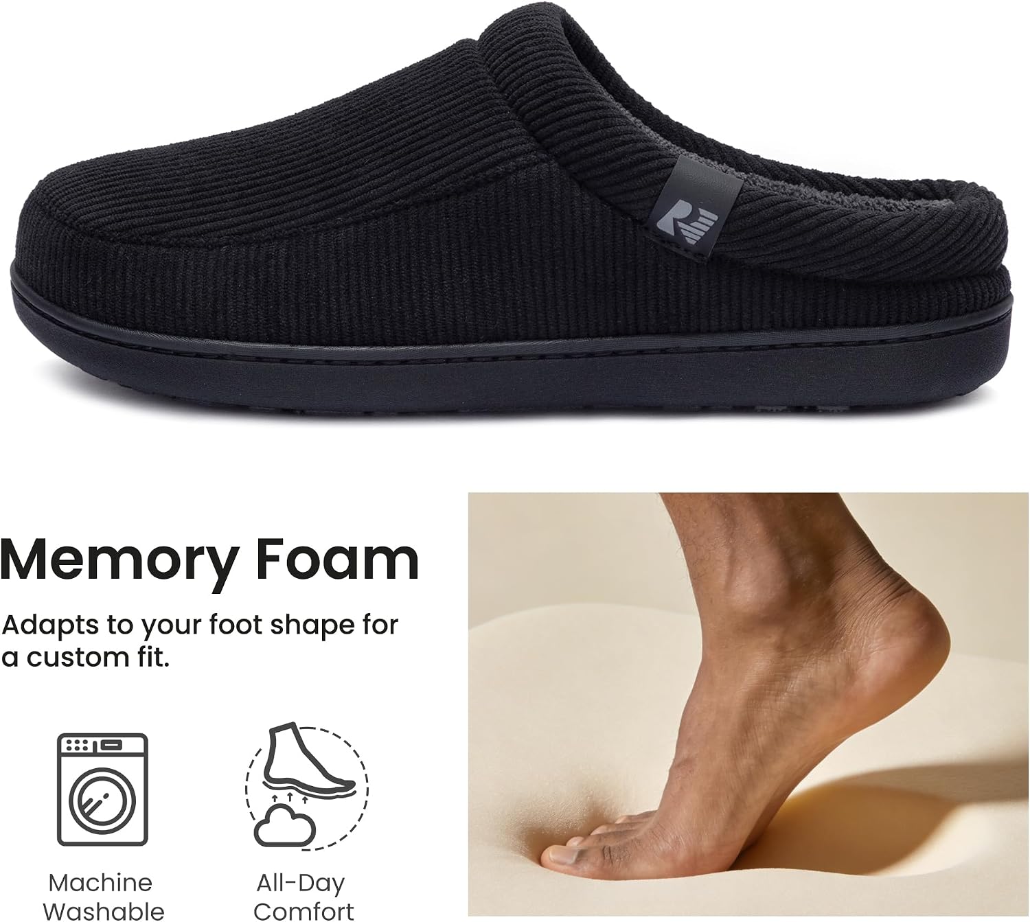 RockDove Men’s Ribco Corduroy Slip-On House Slipper with Memory Foam and Indoor Outdoor Sole