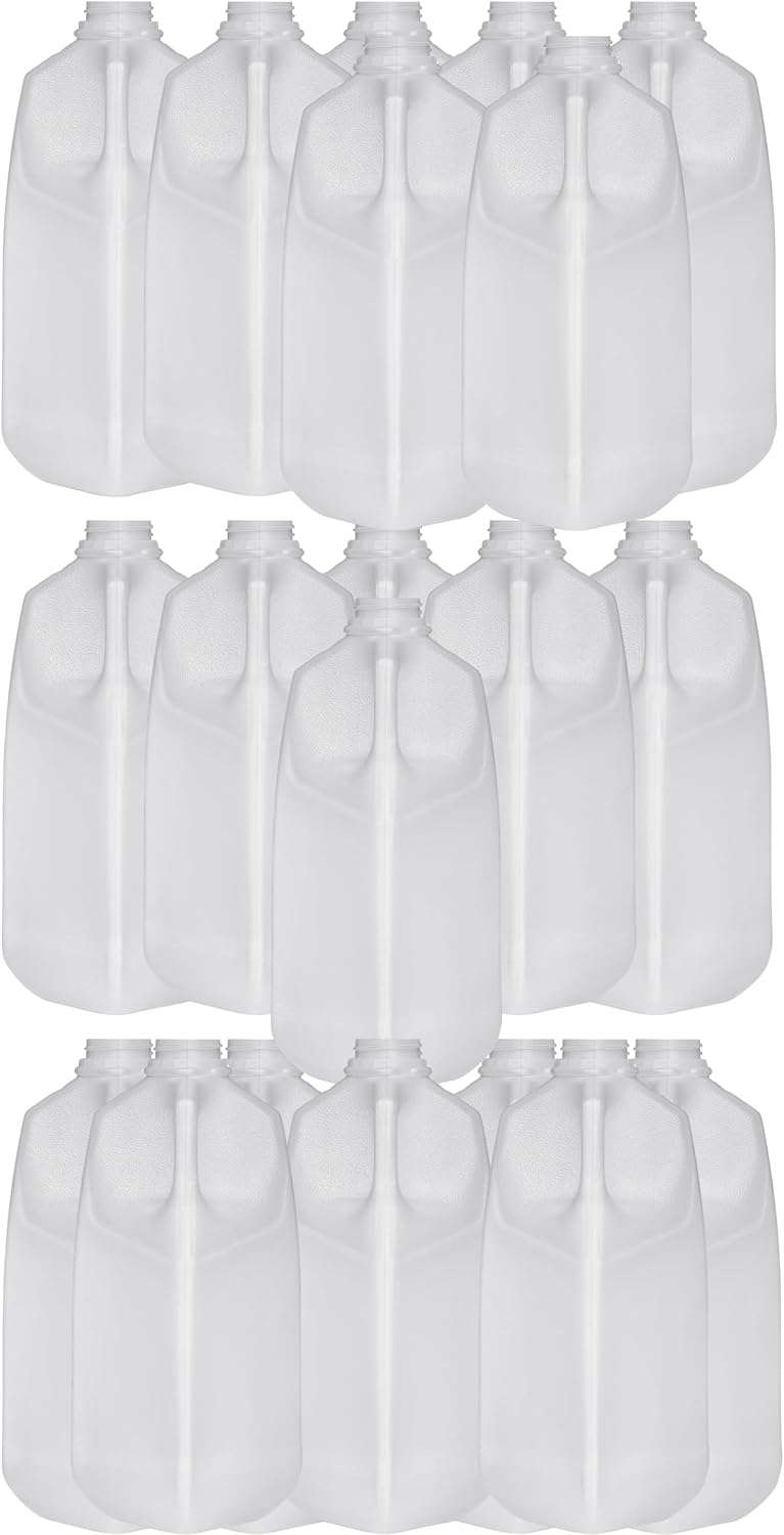 64 Oz Jugs Bottles (Pack Of 20 x 64 Oz Ea) With White Tamper Evident Screw Caps – Great for Homemade Juices, Milk, Smoothies, Tea and Other Beverages - Food Grade BPA Free