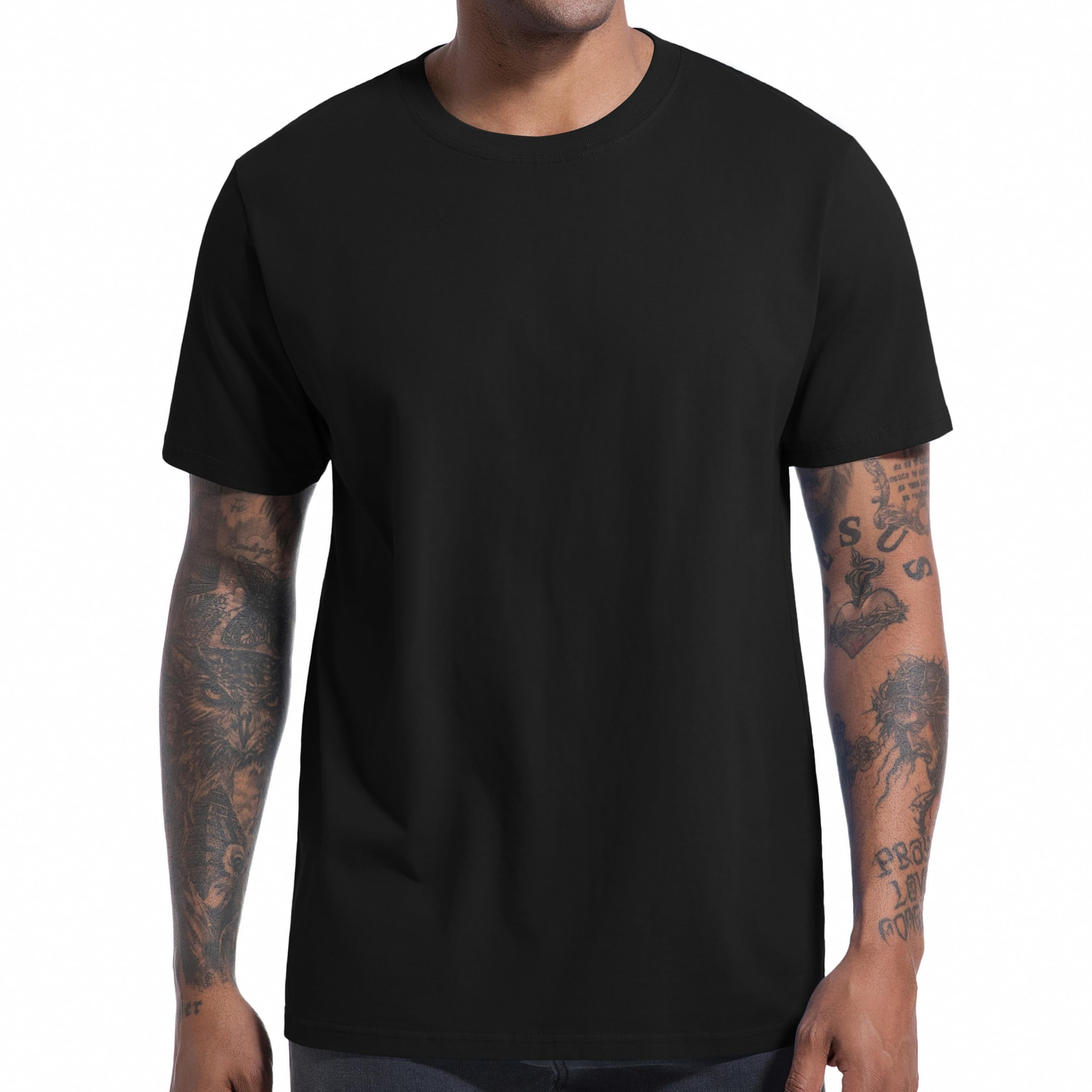 VEIISAR Herren T-Shirt 210 GSM Mittel Weight 100% Baumwolle (vorgewaschen) - Weich & Bequem Stoff Klassisches Basic T-Shirt - Uni-Farbe