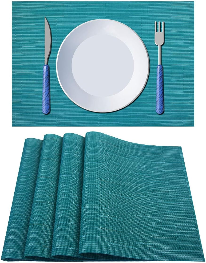 Buy Gotcele Stylish Placemats Set Of 4 Cross Wave Vinyl Placemat For Dining Room Table Mats Easy To Wipe Clean Washable Placemat Teal Blue Online In Indonesia B08h8lnj6h