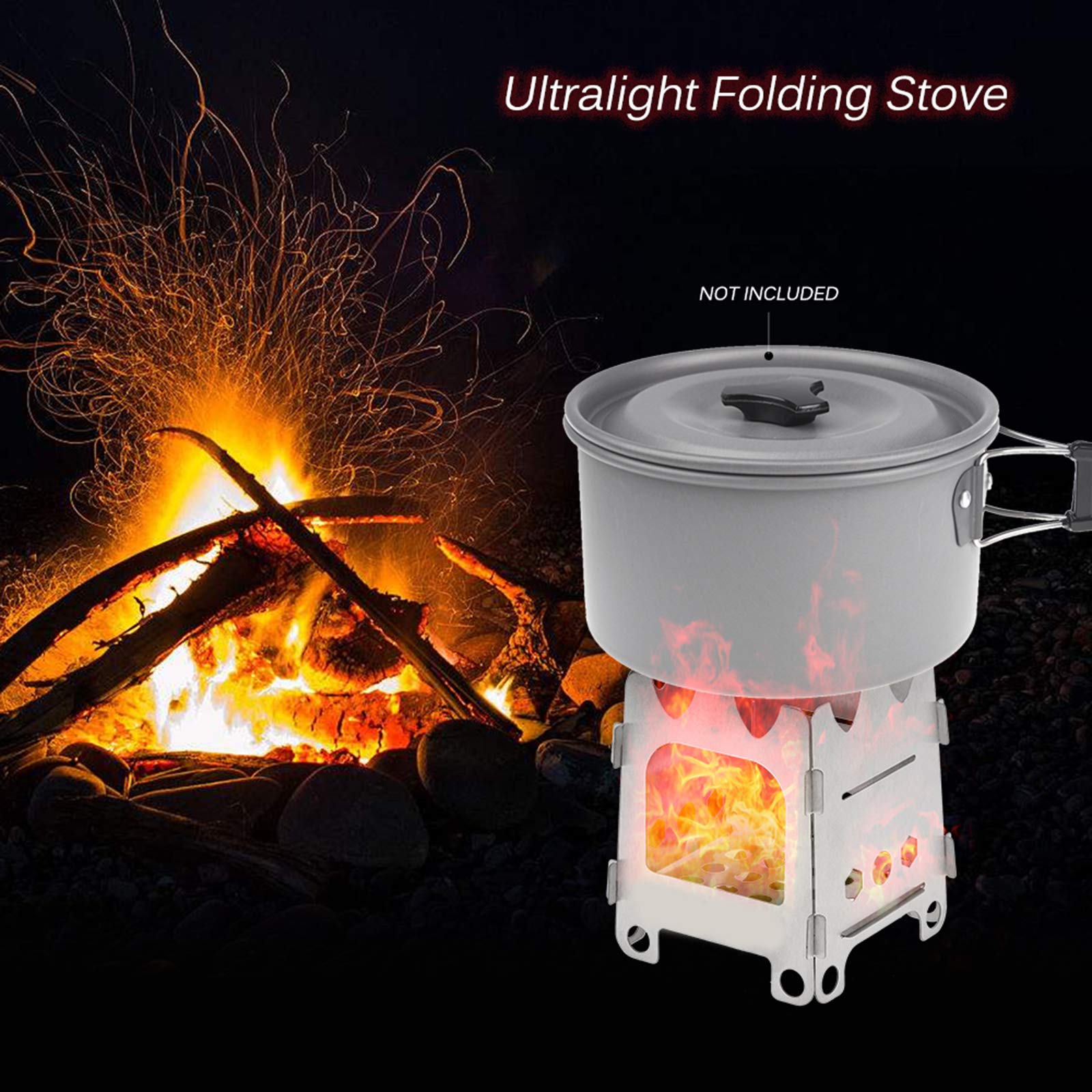 Foyer de feu, réchaud de Camping Portable Pliable en Acier Inoxydable, léger, Compact, Durable pour la randonnée en Plein air, la randonnée, Les Voyages, Le Pique-Nique, Le Barbecue