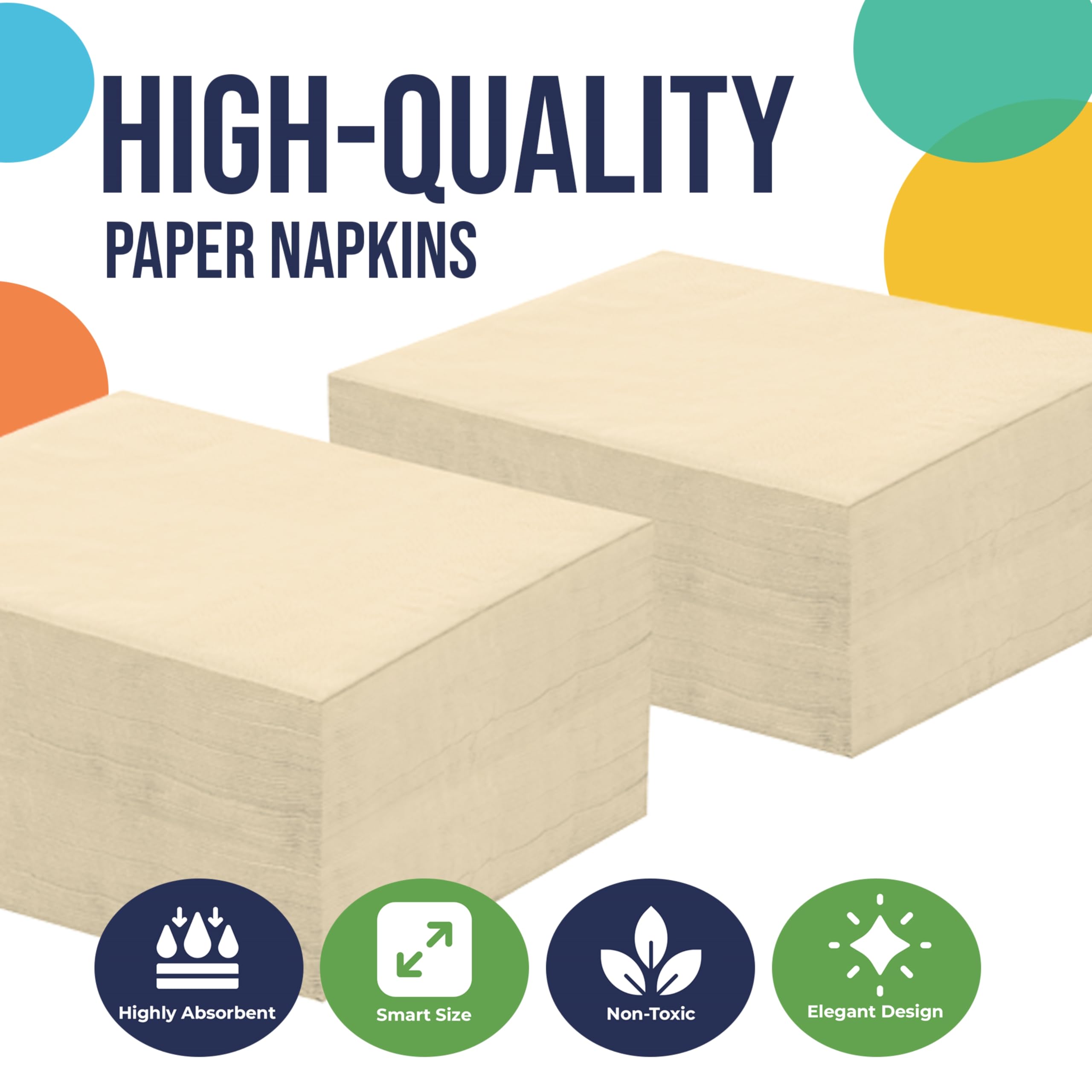 Party Solids Servilletas de papel marfil para uso diario, 300 unidades, 2 capas, servilletas de cena a granel para fiestas y suministros de fiesta