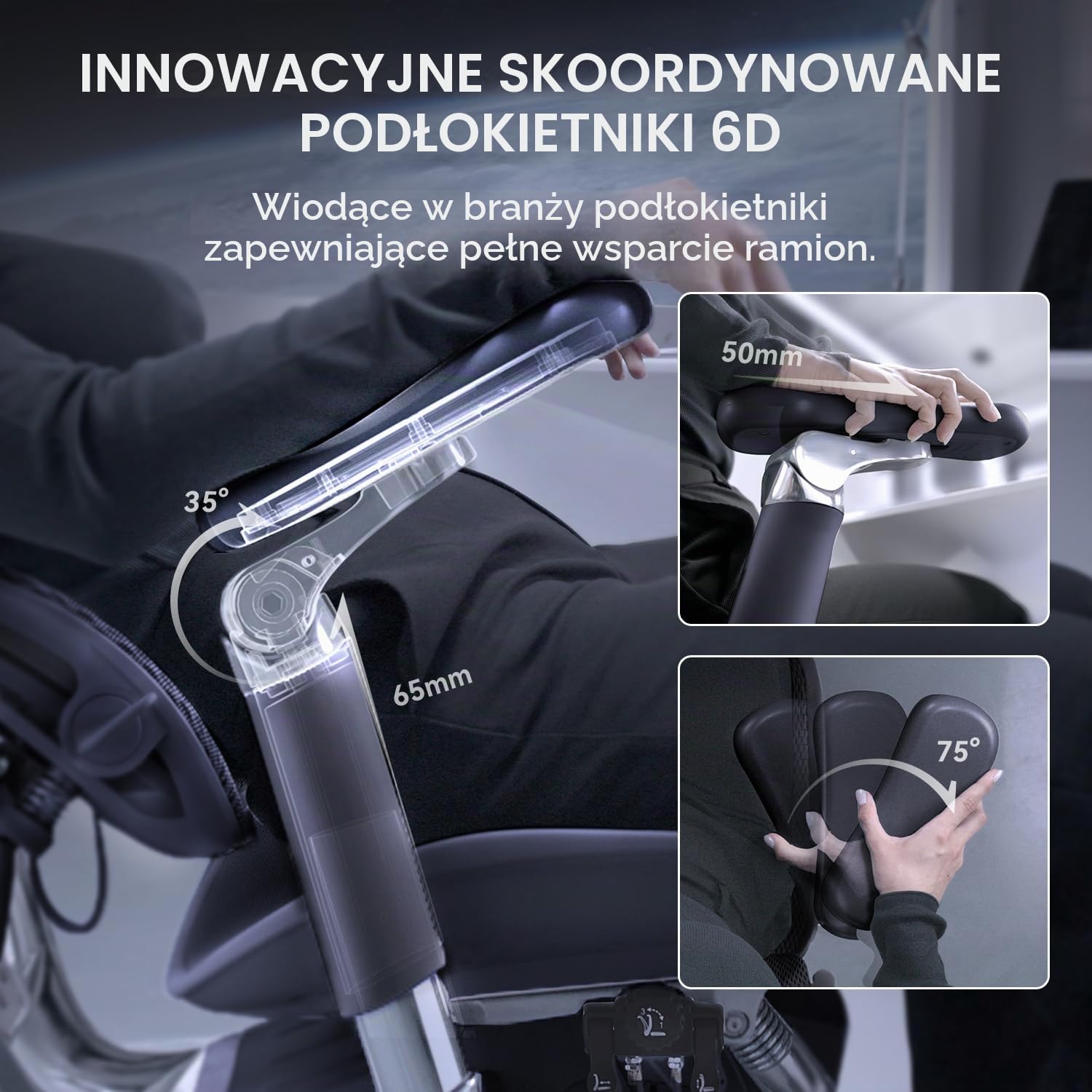 SIHOO Doro S300 ergonomiczne krzesło biurowe, krzesło komputerowe, podwójne dynamiczne podparcie lędźwiowe, skoordynowane podłokietniki 6D, regulowane biurko komputerowe do gier (czarna włoska
