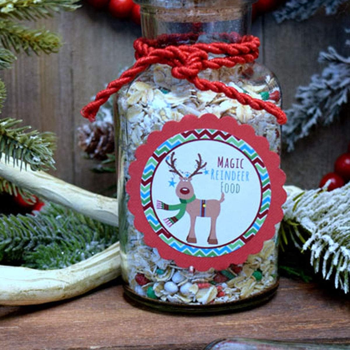 Magic Reindeer Food Holiday Christmas Thank You Sticker Labels, 40 2" Party Circle Stickers by AmandaCreation, Great for Gifts & Goodie Bags (Pack of 2)