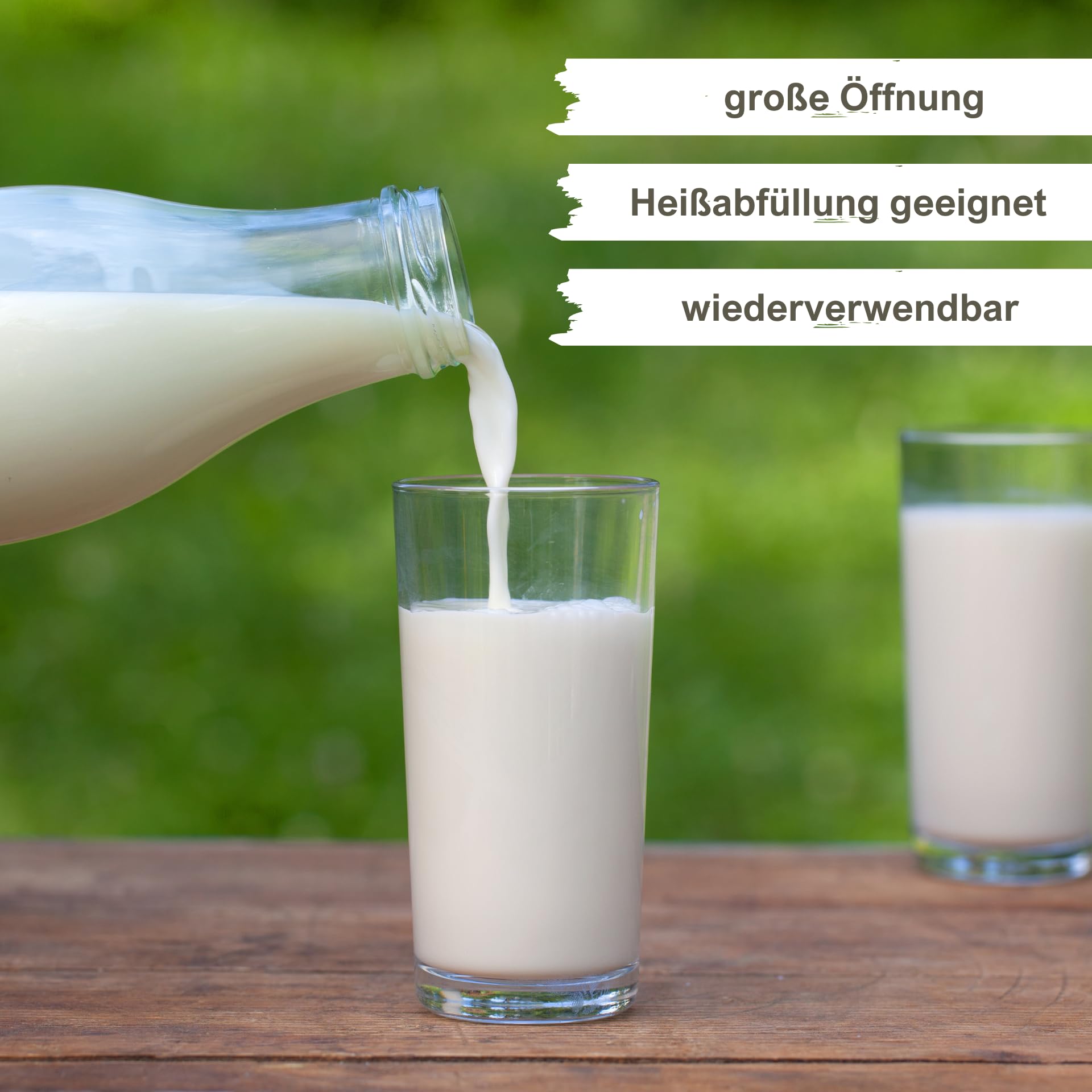 4 bottiglie di vetro da 1000 ml, con 8 coperchi, colore bianco, con etichette incluse