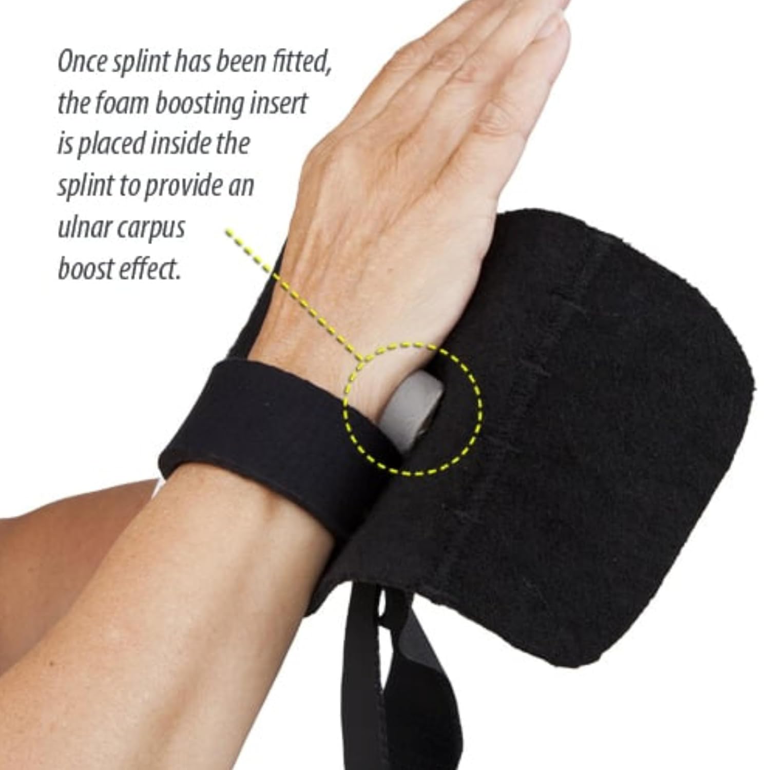 Comfort Cool Ulnar Booster Wrist Brace - Breathable Neoprene Wrist Brace - Black, Right Hand, Small (5 to 6.25 inches)