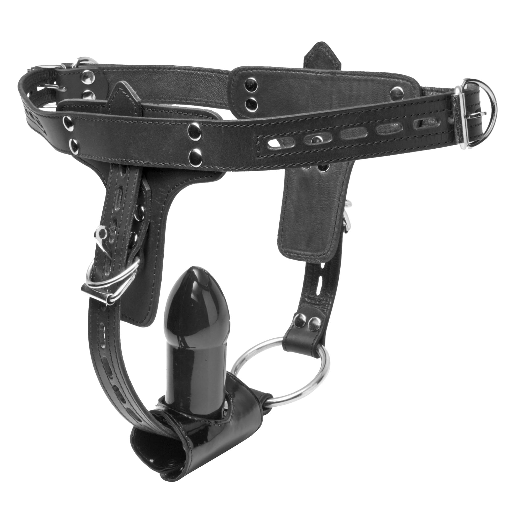 Imbracatura BDSM per dildo e plug anale - Pelle Premium