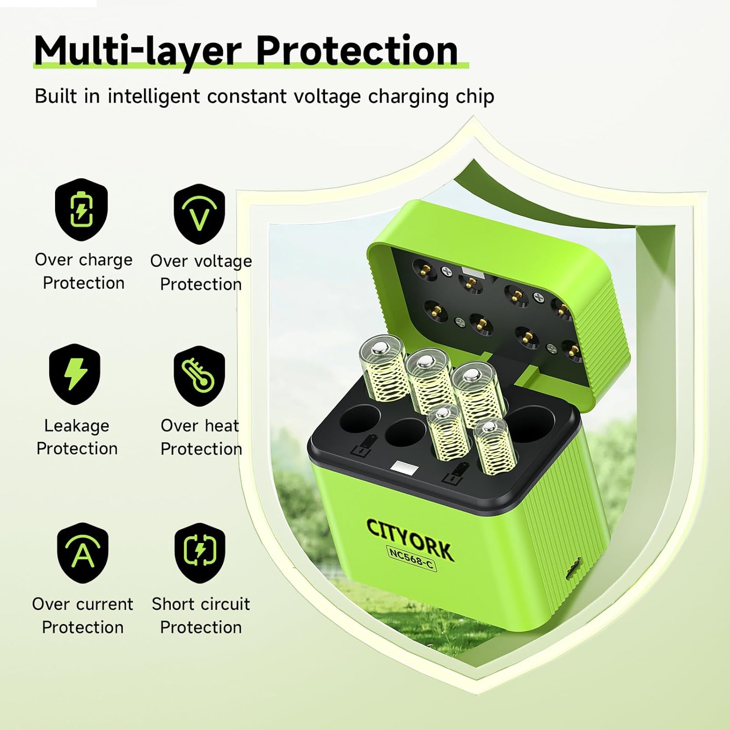CITYORK 8 Pack Rechargeable Batteries with Charger, 4AA 3000mWh & 4AAA 1200mWh 1.5V Li-ion High Performance Double A and Triple AAA Batteries with Charging Storage Box for Blink Outdoor Xbox
