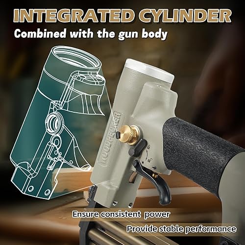 Miniatura 4 de Woodpecker - Clavadora neumática de calibre 18 con seguridad de 38 pulgadas a 1-316 pulgadas de longitud, F30S Air Power Continuous Shot Brad