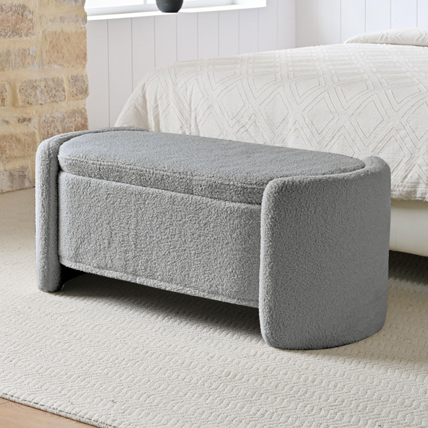 Banco de almacenamiento con asiento acolchado de terciopelo para dormitorio y salon