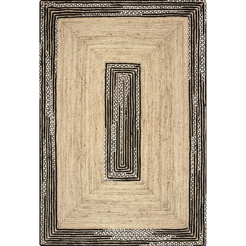 Tapis rond classique en coton et jute fait à la main – Décoration rustique bohème – Durable, écologique et respectueux des animaux domestiques – Pour salon, chambre à coucher et salle à
