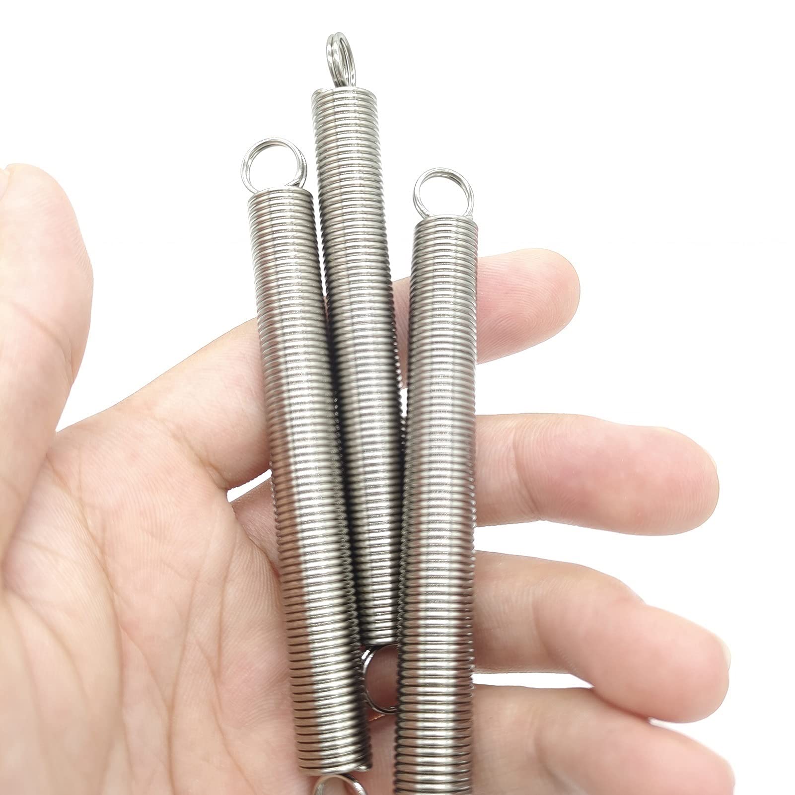 2 sztuki sprężyny naciągowej ze stali nierdzewnej 304 z haczykami 0,8 x 8 x 70-300 mm