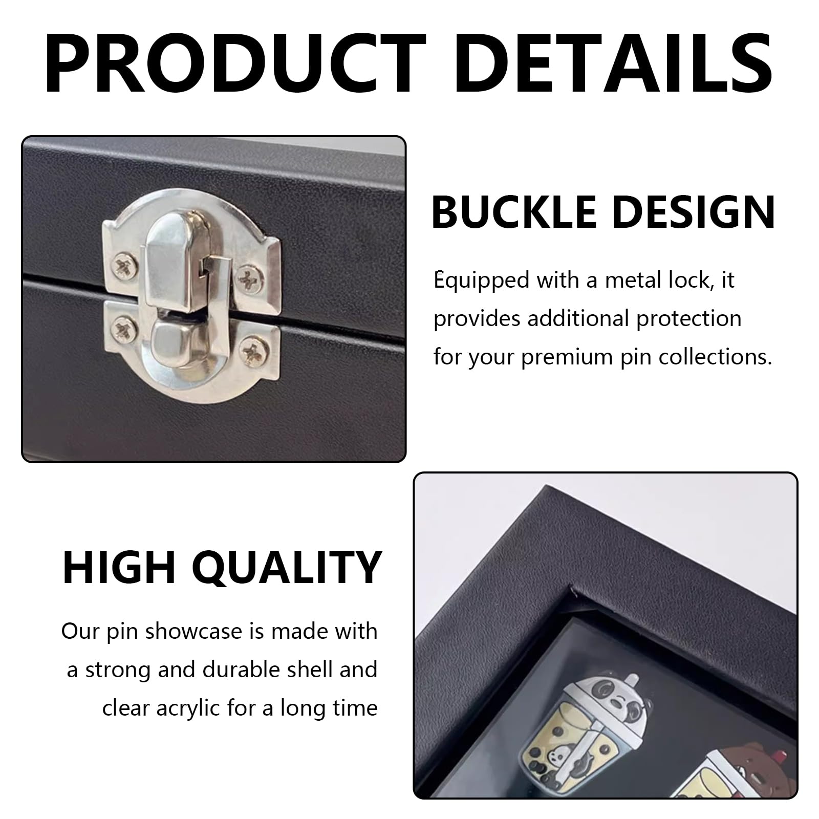 Présentoir à épingles, Présentoir à Badges 35x24x5cm Collectionneur D'épingles En Bois avec Fenêtre Transparente Vitrine Verrouillable pour épingle à Poitrine Médaille Badge Bijoux