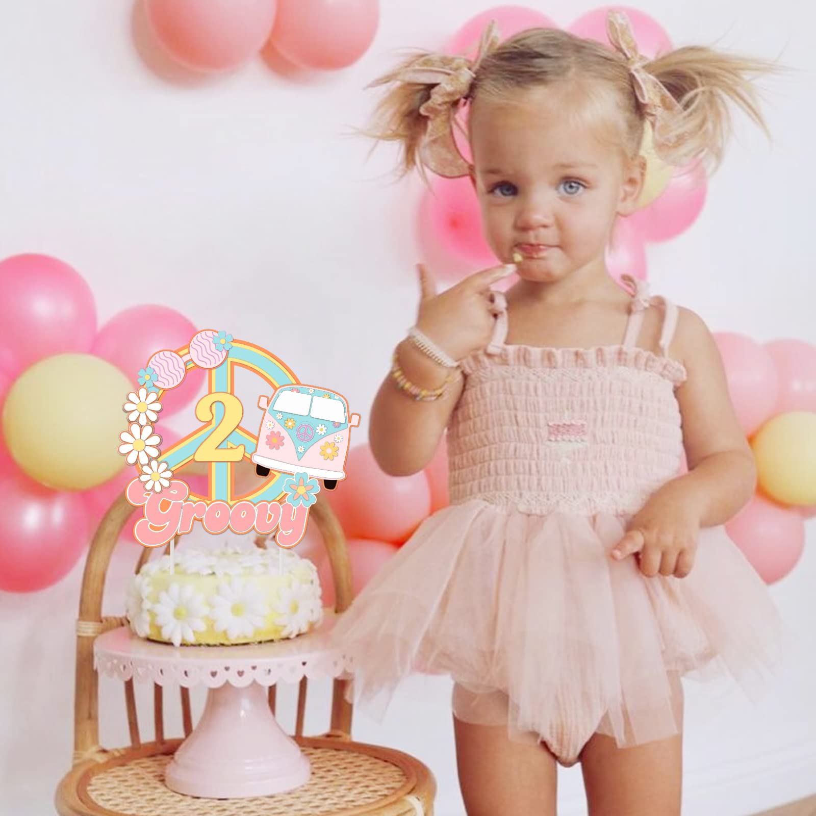 25 Stück Groovy Cupcake-Topper – Deko Für Mädchen 2. Geburtstag, Hippie & Boho Party