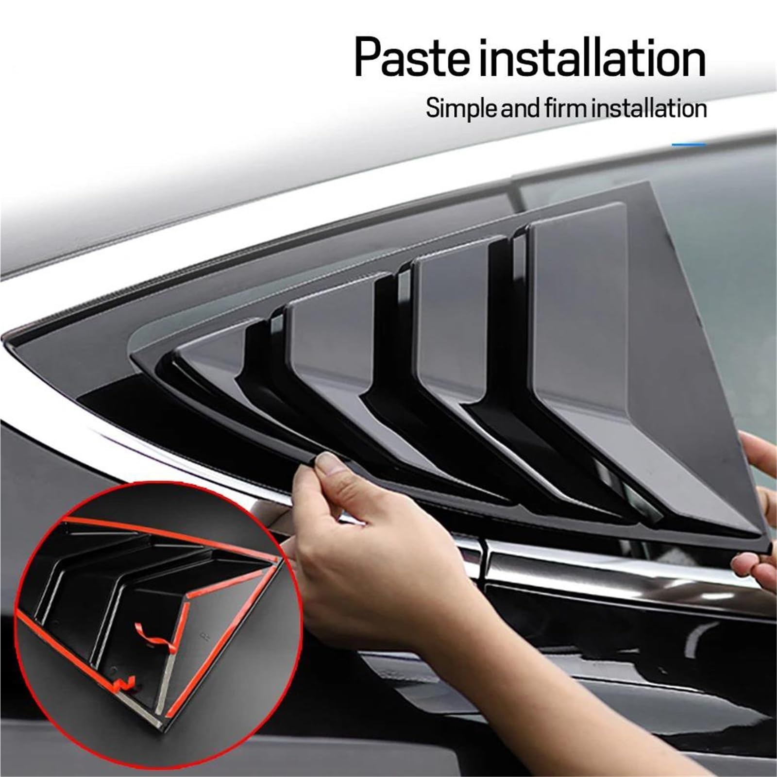 Coche Alerón Ventana Trasera Divisor Para Tesla Para Model 3 Para Highland 2024 ABS Cubierta Persiana Ventana Trasera Coche Embellecedor Ventilación Lateral Triángulo(Matte Black)