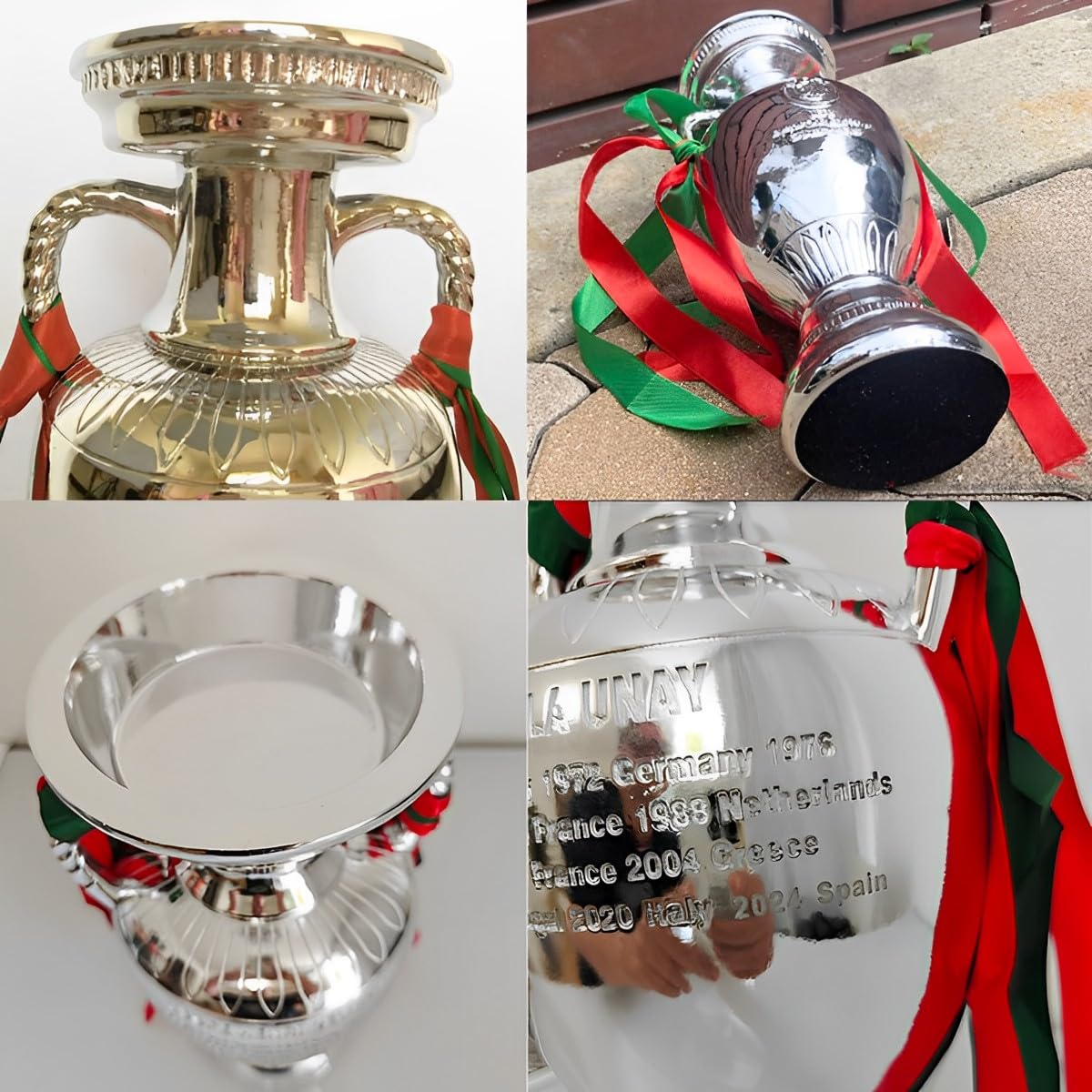 Replica del Trofeo dei Campioni della Coppa Europa in Resina Trofeo di Calcio di qualità Ideale Come Souvenir per Tifosi Perfetto per Casa Ufficio Club O Decorazioni A Tema E Collezioni,26cm