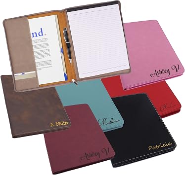 The Wedding Party Store Monogrammed Portfolio with Zipper, Custom Personalized Padfolio Pad Holder