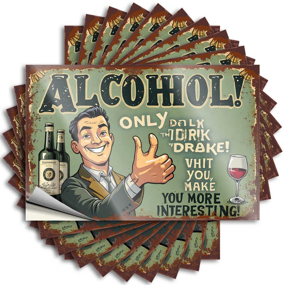 Tattoo Coastal Music Waterproof - Alcohol Makes You More Interesting: A Vintage Advertisement Laptop Self Adhesive Decal for Science Use(12X18CM)