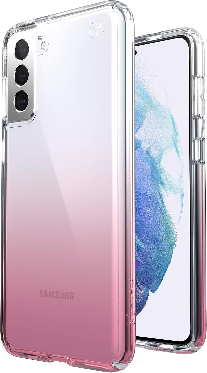 Speck Products Presidio Perfect Clear Ombre Samsung Galaxy S21+ 5G Case, Clear/Vintage Rose Fade