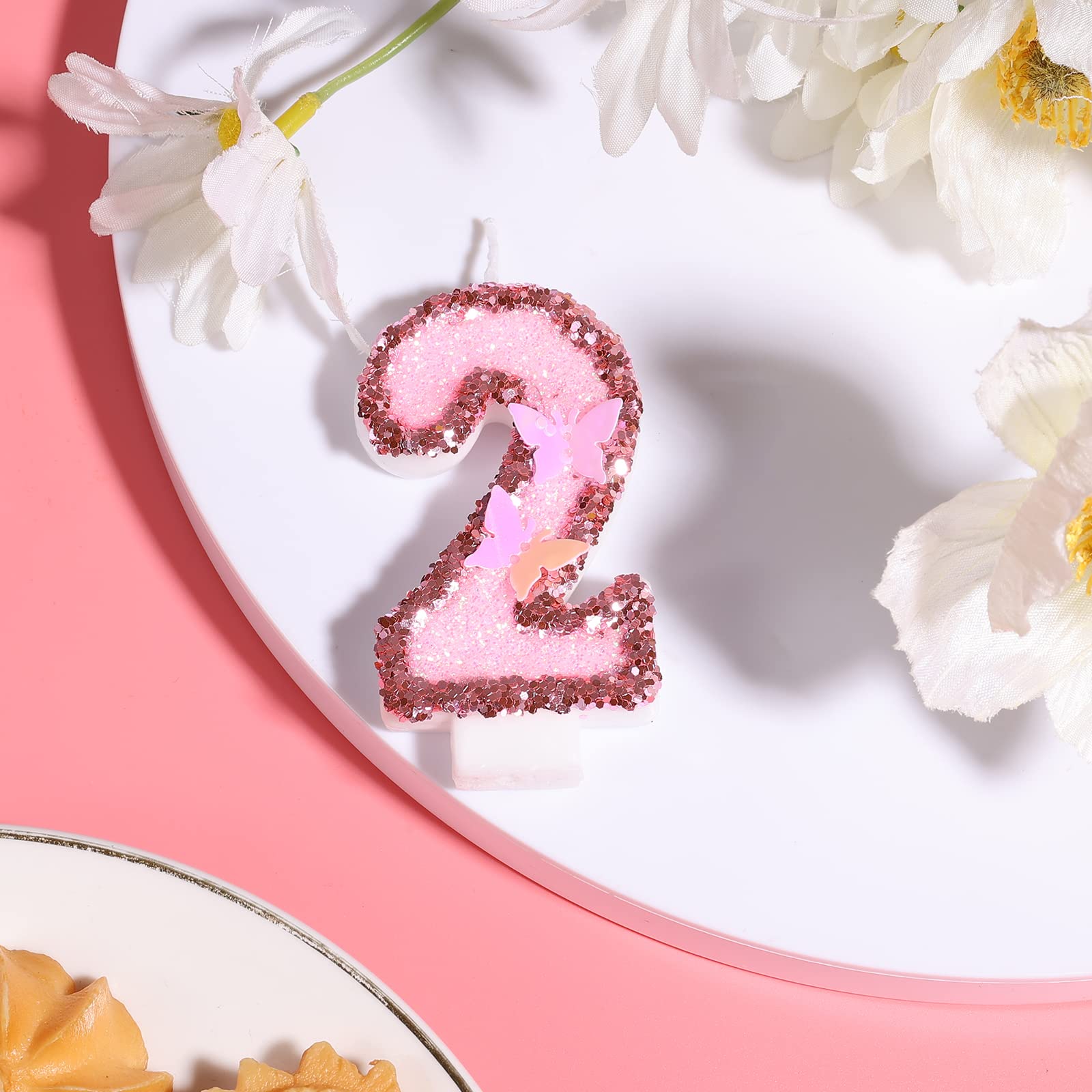 candle✣candle 　no2 2.95 Inch Birthday Number Candles, Glitter Pink Number