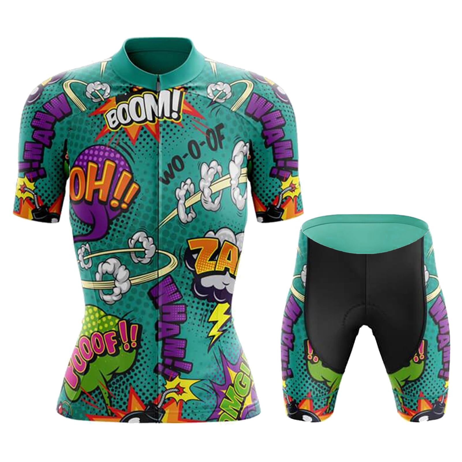 Conjunto Ciclismo Mujer Verano Maillot Bici MTB Manga Corta Ropa Ciclista,Traje Bicicleta Camiseta Ciclo Shirt y Culotte Shorts con 19D Gel Acolchado,Completa Jerseys Transpirable Secado Rápido