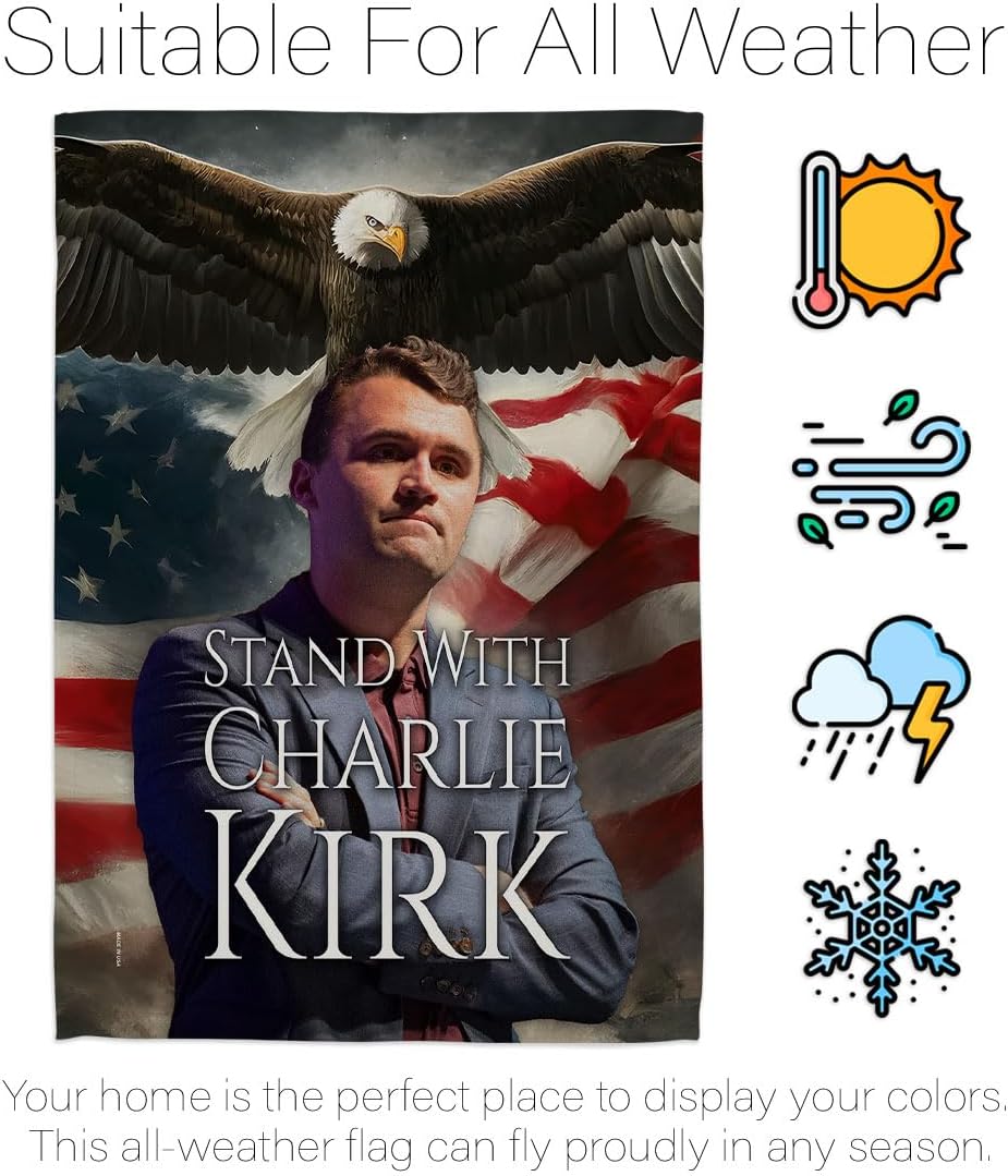 Stand with Charlie Kirk Vintage American Flags for Outside House Wall Decor We The People Sign Freedom Support Trump Patriotism Canvas Poster Quote Memorial Decorations Garden Remembrance Gifts