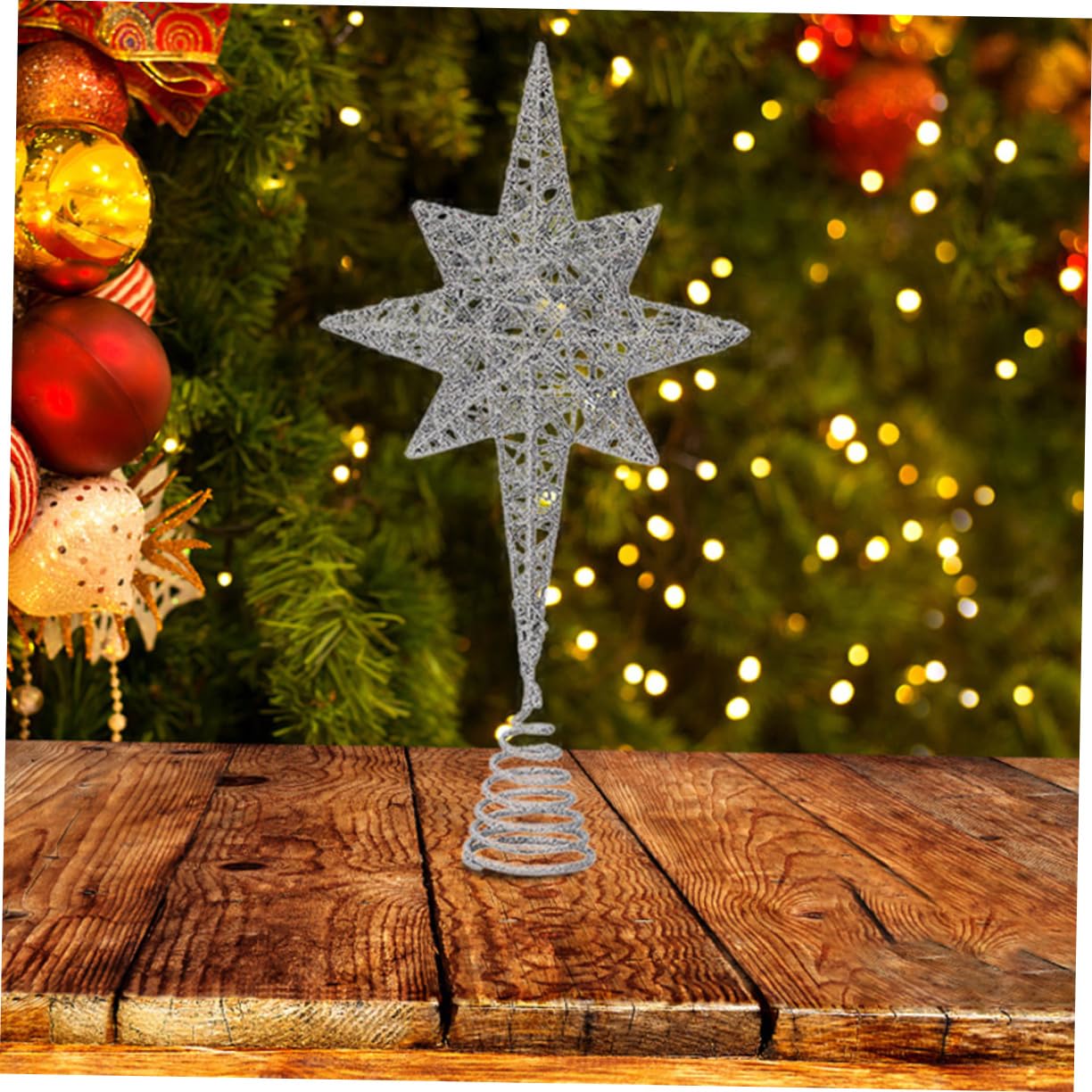 TOPBATHY 3 Stück Weihnachtsbaumspitze Stern Feenbaumspitze Weihnachtsspitze Sterndekoration Weihnachtsbaumspitze Dekoration Silberne Baumspitze Capiz Stern Baumspitze
