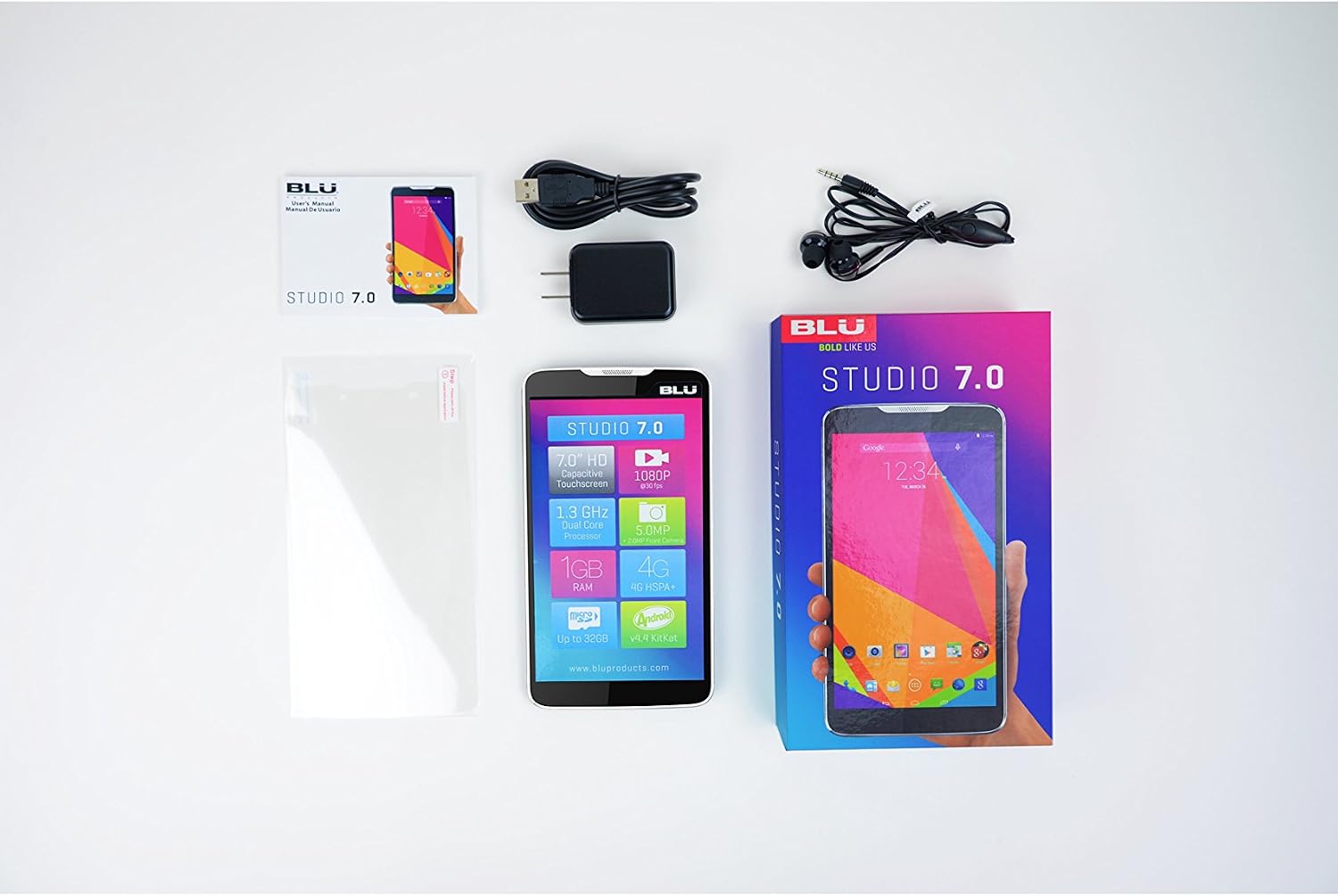 BLU Studio 7.0 Unlocked Cellphone, White