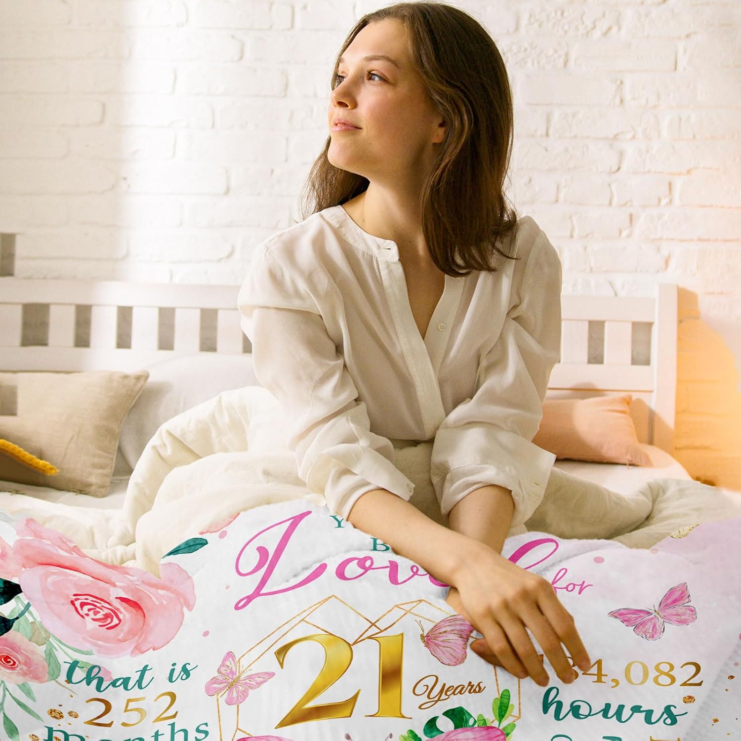 Happy 21st Birthday Gifts for Women, Gifts for 21st Birthday Female, 21 Year Old Birthday Gifts for Her, Girls 21st Birthday Gift Ideas, 21st Bday Presents for Daughter Throw Blanket 60" x 50" - Image 3