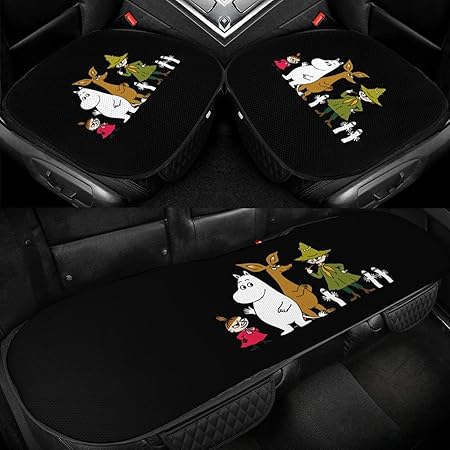Amazon 車のアイスクッション シートクッション 車の座布団 ムーミン 車ざぶとん シートカバー3枚組セット 通気性クッション 車用座席シート 滑り止め付き 低反発 前座席用2枚 後部座席用1枚カーシート 軽自動車 普通車 汎用 カー装飾 圧力分散 汚れ防止 シートカバー