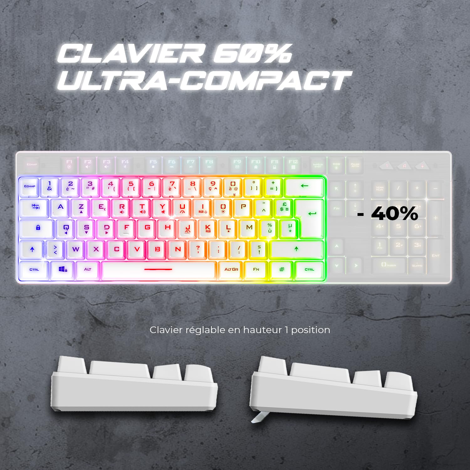 Spirit Of Gamer, Pack Clavier Souris Gamer Filaire RGB + Casque, Clavier Semi-Mecanique, Format Compact TKL 60%, Souris 12800 DPI avec 8 Boutons Programmables, Casque Gaming avec Micro Son Stéréo 2.0