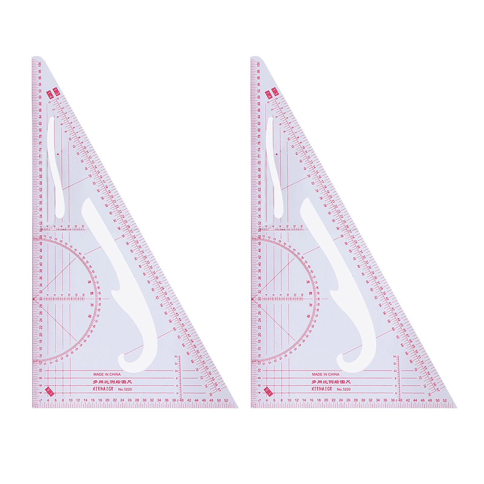 YUHANGCIYE 2pcs Multifunction Triangular Scale Ruler Measure Plastic Dressmaking Tailor Sewing For Students Designers Pattern Maker Sewing Ruler