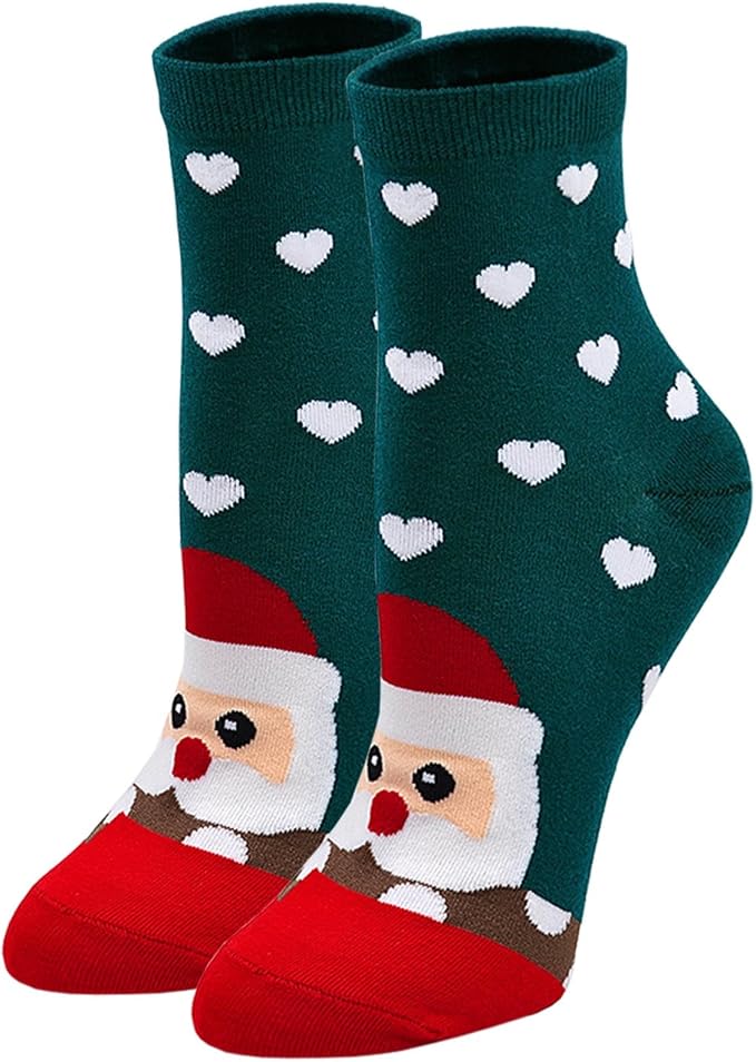 Chaussettes de Noël fantaisie vertes motif Père Noël