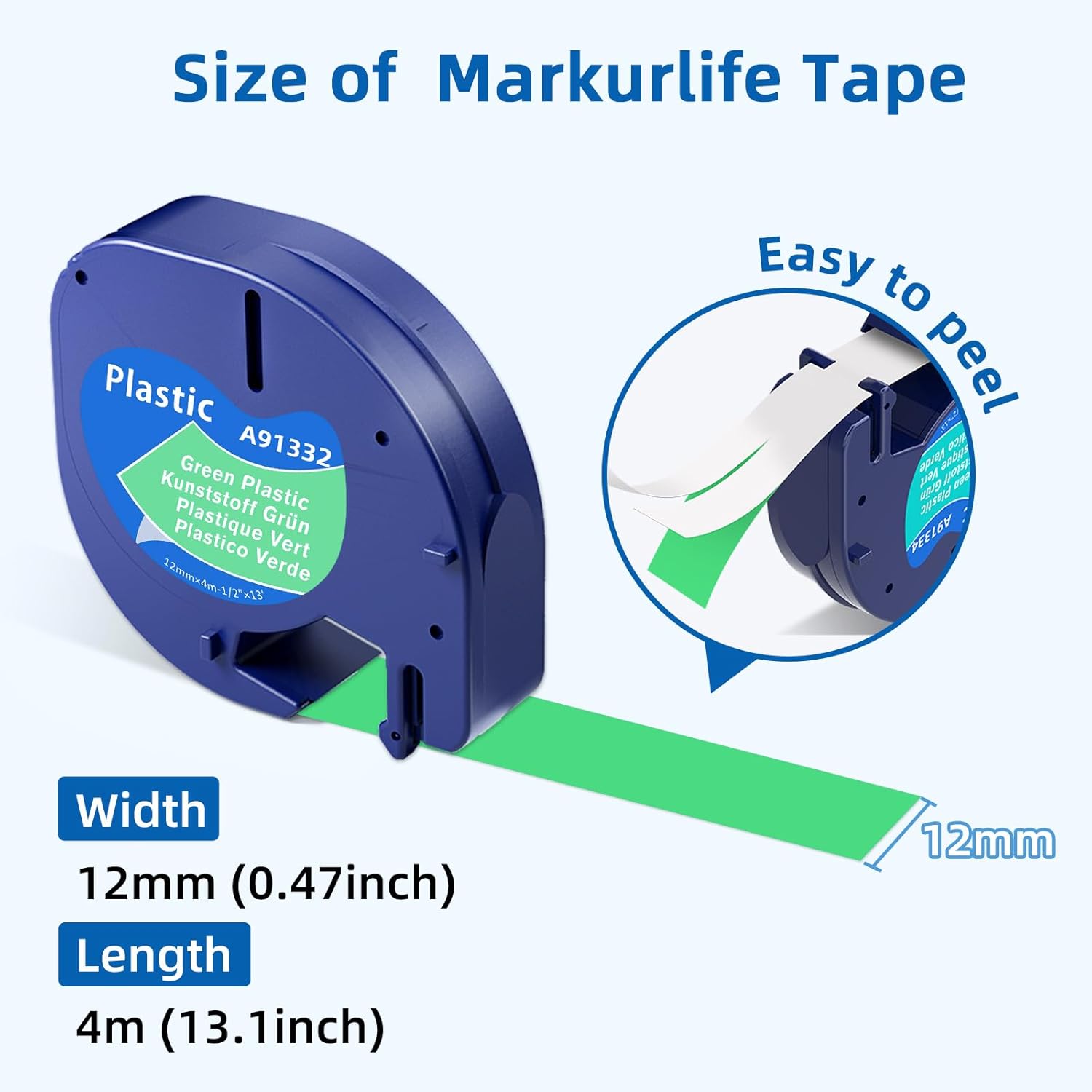 6-PK Replace for Dymo Letratag Refills Plastic Colorful Compatible with Dymo Label Maker Refills 1/2'' x 13'(12mm x 4m) Plastic Colored for LT-100H 100T 200B,Black on White/Clear/Yellow/Red/Green/Blue - Image 4