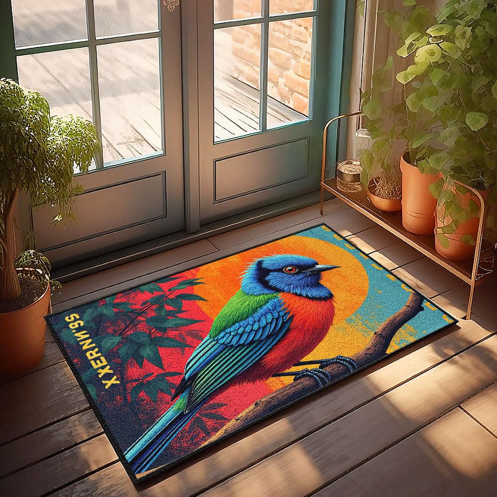 Paillasson d'automne anti-saleté petit tapis d'extérieur 50x80 oiseau