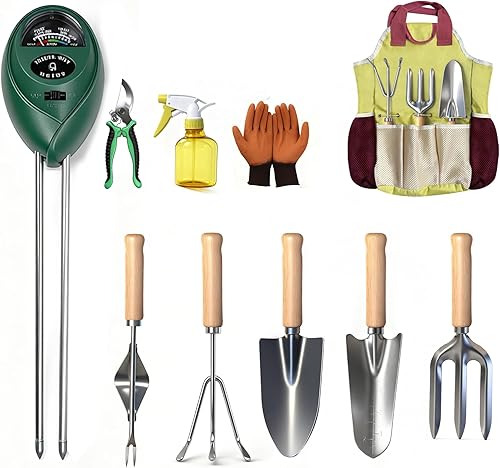 Juego de herramientas de jardín, 10 piezas de herramientas manuales de jardinería resistentes con medidor de humedad del suelo y bolsa de disponible en Yaxa Costa Rica