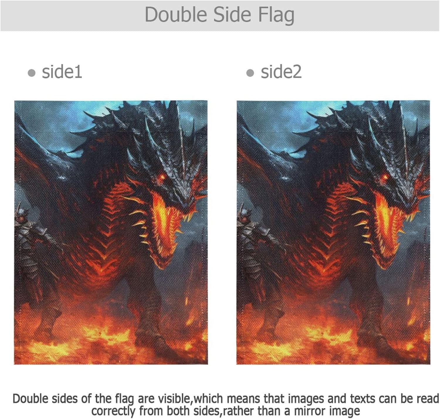 Burlap Garden Flag Dragon Fire Black, Double Sided Garden Flag Banner, House Yard Flags, Holiday Seasonal Outdoor Decorative Flag 28x40